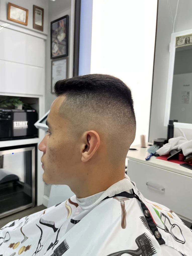 High-and-tight fade, side profile