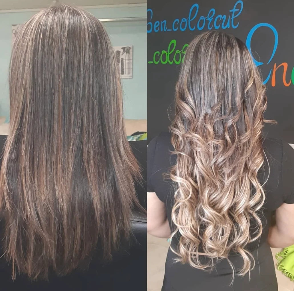 Long layered hair with balayage color